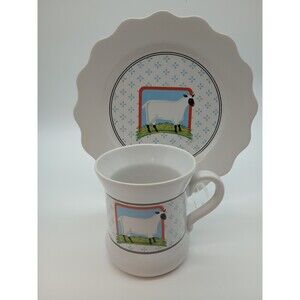 Vandor Country Collection Pelzman Designs Sheep Mug And Desert Plate Barnyard